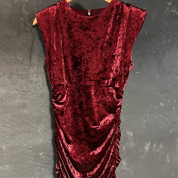 PRICE DROP!!!  Guess ruched crushed velvet Charlie mini dress Size 8 - Picture 2 of 6